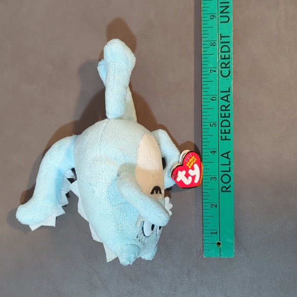 2011 Ty Beanie Yo Gabba Gabba Toodee Plush Light Blue White Black Cat Dragon Tag - Picture 8 of 9